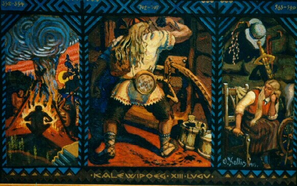 "Kalevipoeg allmaailmas". Kalevipoeg XIII lugu, 1915. Autor: Oskar Kallis