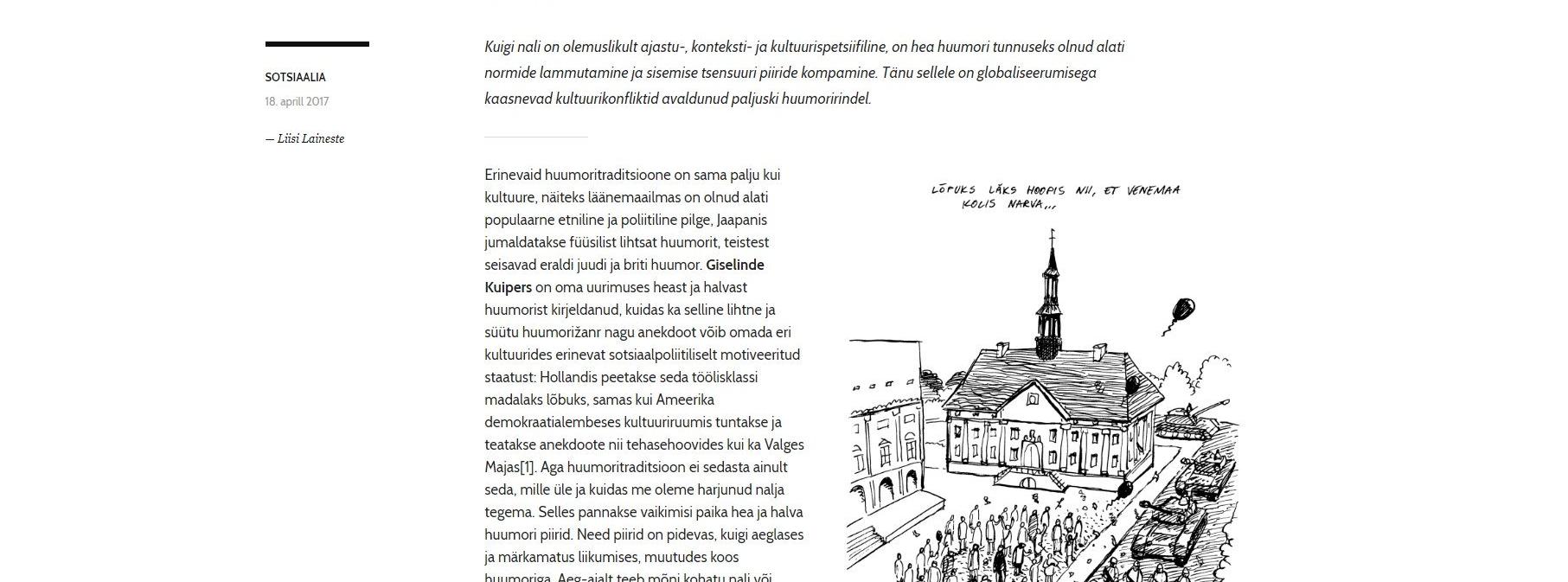 Liisi Laineste huumoritraditsiooni käsitlus eesti keele riigieksamil