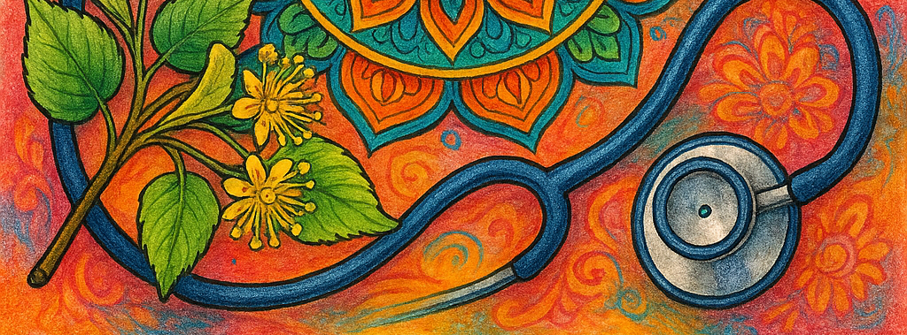 fragment konverentsi plakatist: mandala, kuuldetoru ja pärnaõied