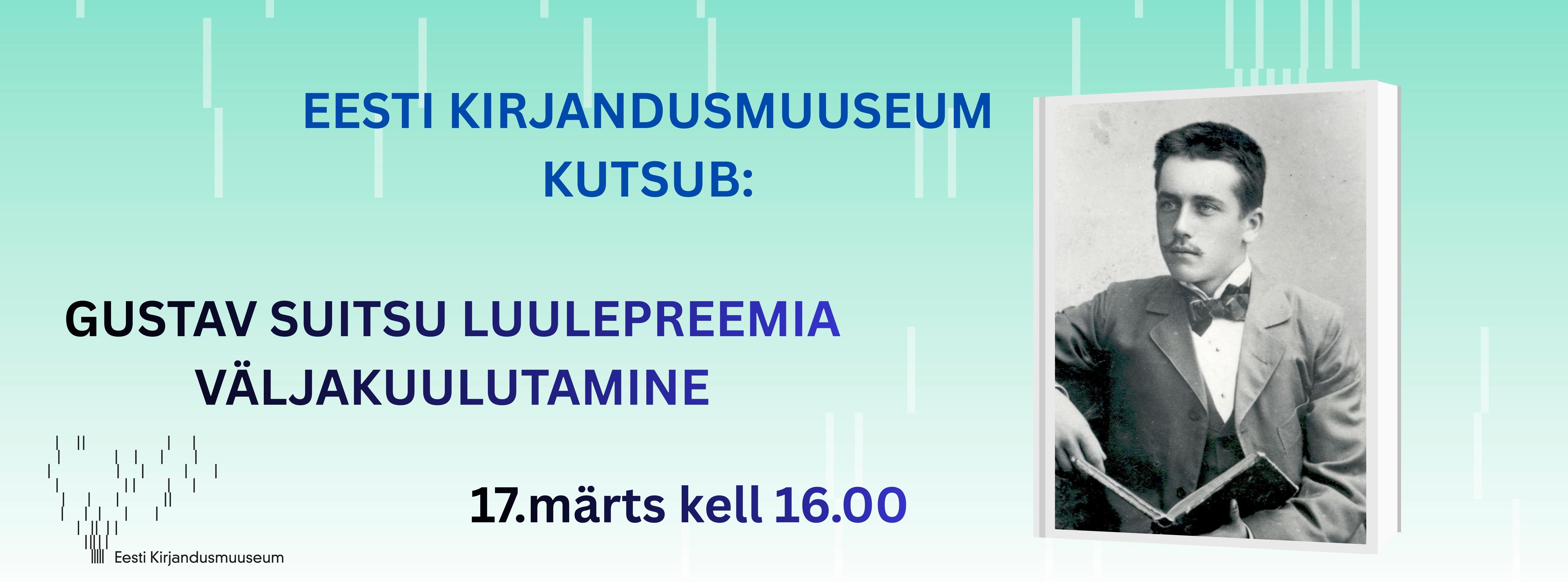 Gustav Suitsu portree noorena, istub ja hoiab raamatut käes