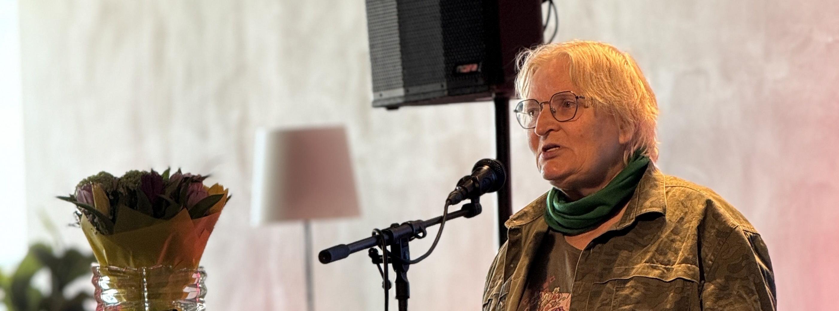 Akadeemik Mare Kõiva ERMis loengut pidamas 14.04.26