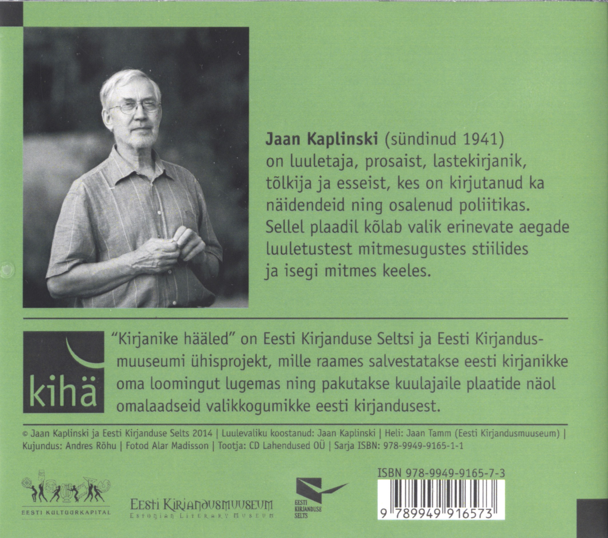 JAAN KAPLINSKI, KOLMES KEELES CD tagakaas